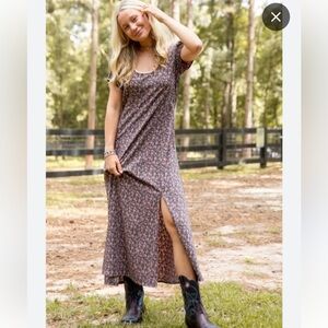 NATURAL LIFE Floral Maxi Dress with Side Slit